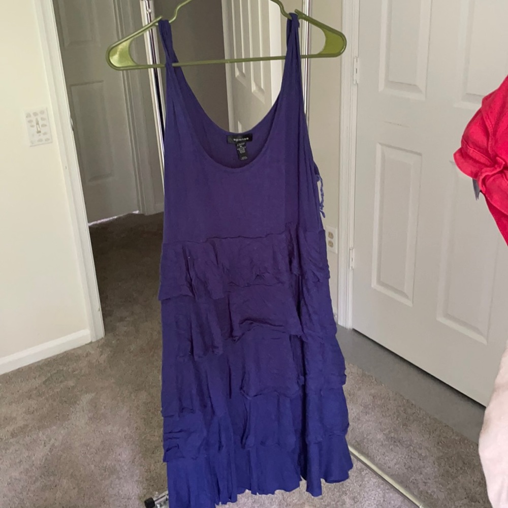 Xl navy tiered ruffle cotton dress